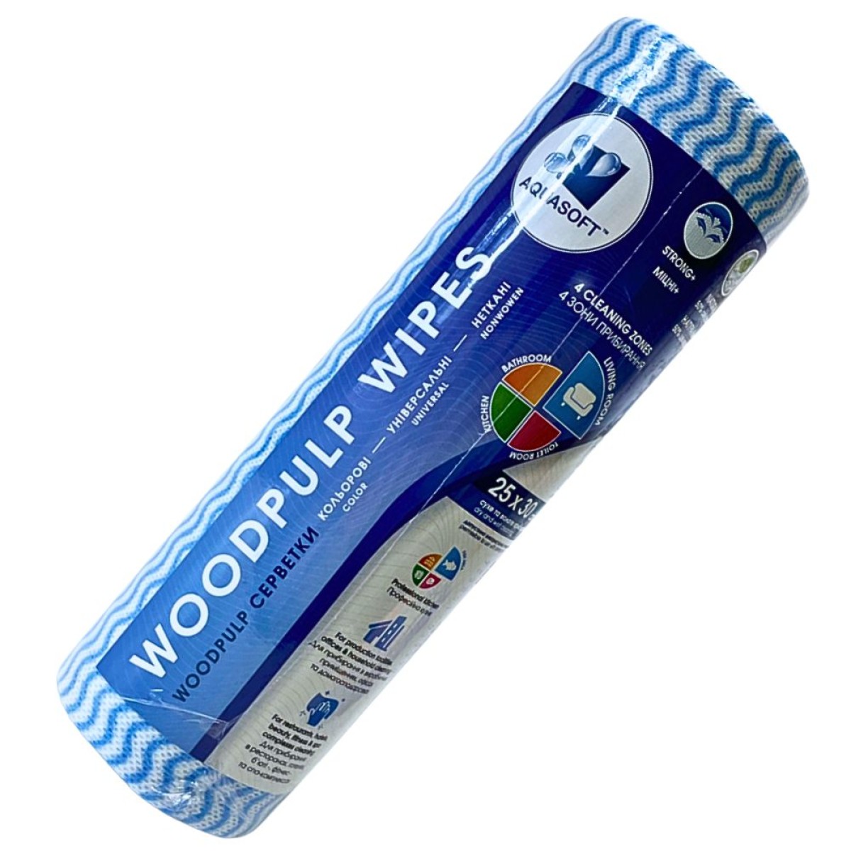 Серветки Aquasoft 25х30 (50 шт.) woodpulp сітка блакитна хвиля рулон